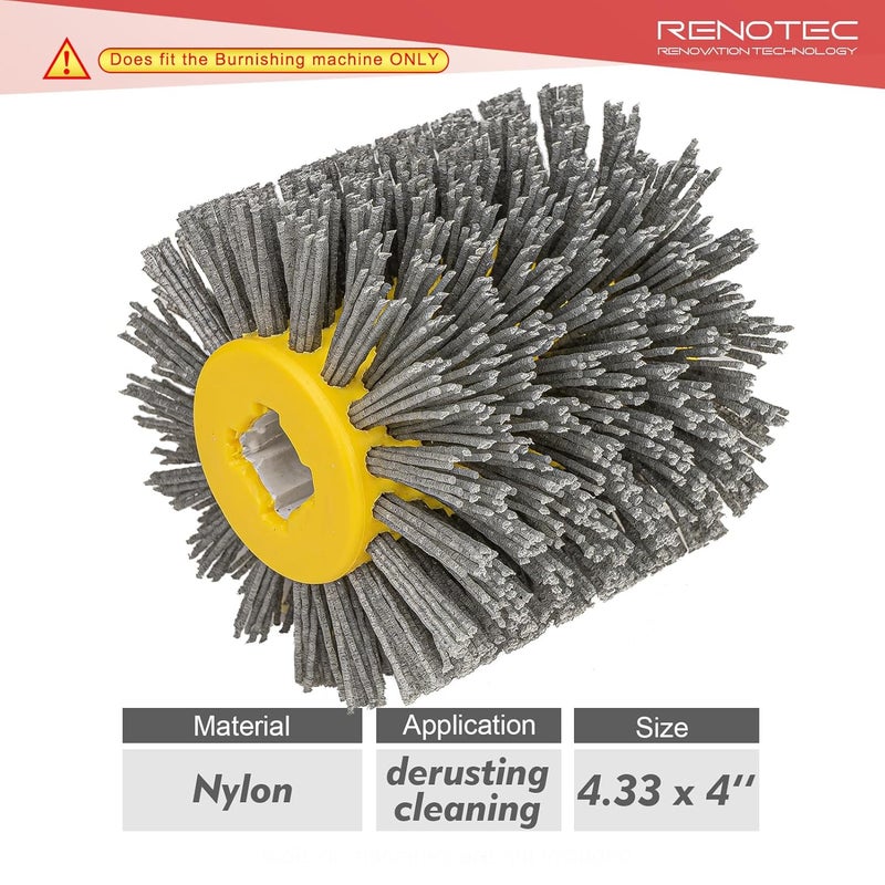 RENOTEC Nylon Bristle Drum, Grit 180, 4.33" x 4", 110x100mm, Scale and Rust Stripping, for Burnishing Polishing Machine - Image 2